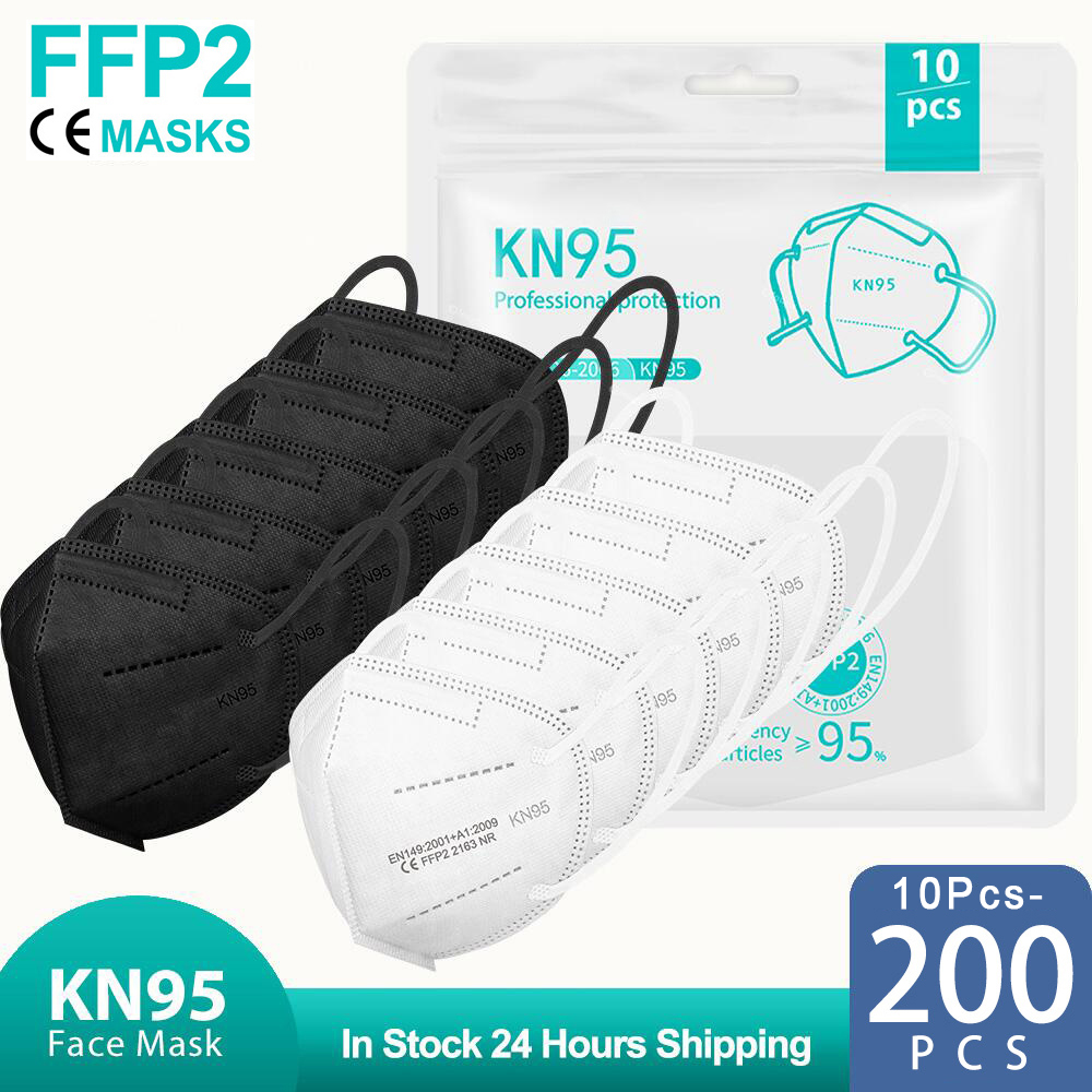 Disposable Surgical Mask - 10-200 pièces mascarillas fpp2 noir KN95