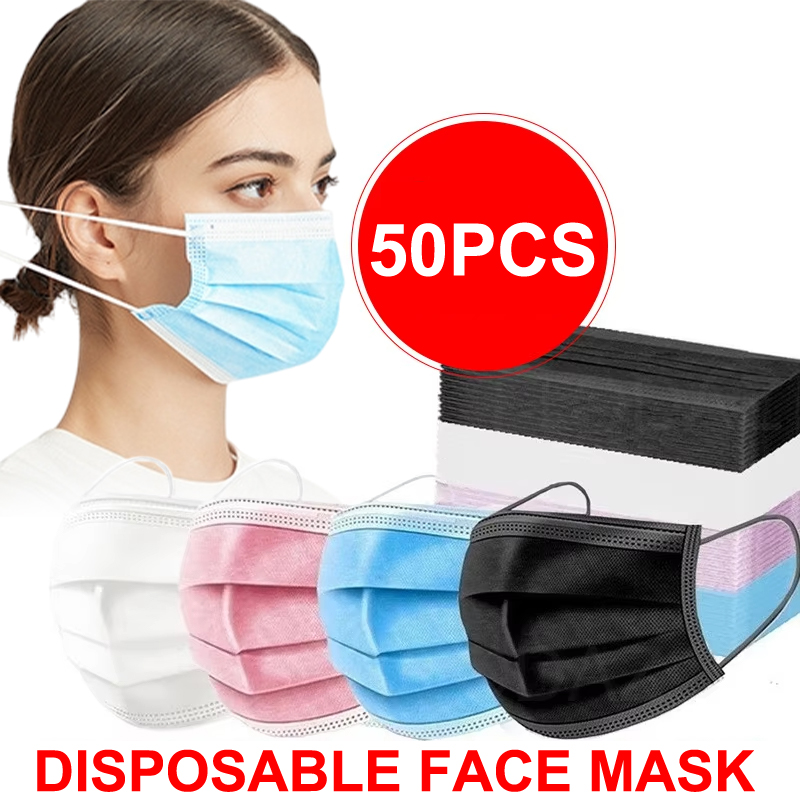 50 pièces unisexe 3 couches Ma - Disposable Mask Blue avis et prix