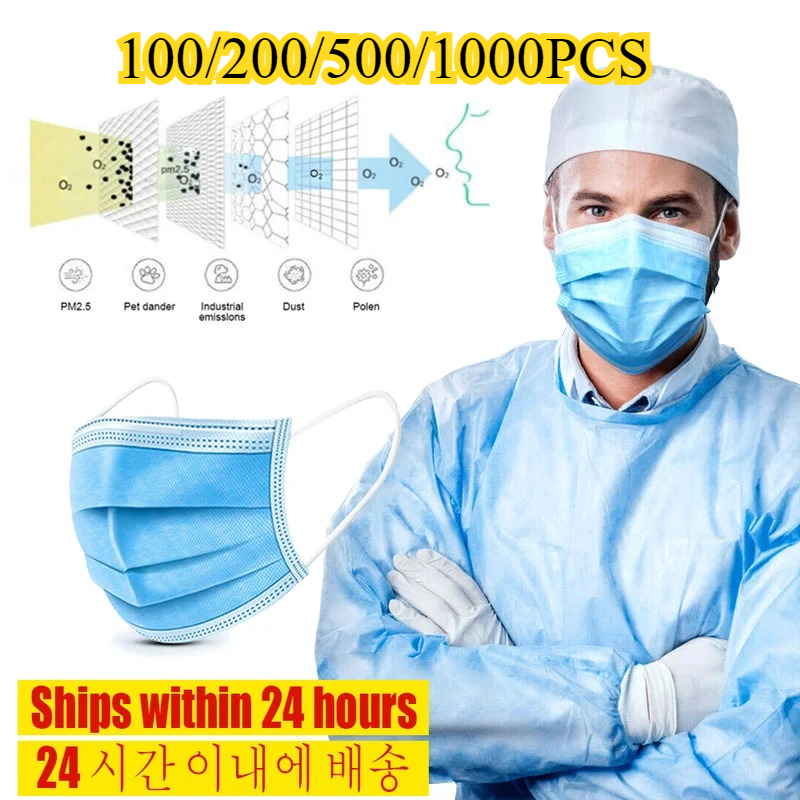 Masque facial jetable à 3 couc - Disposable Mask Blue avis et prix